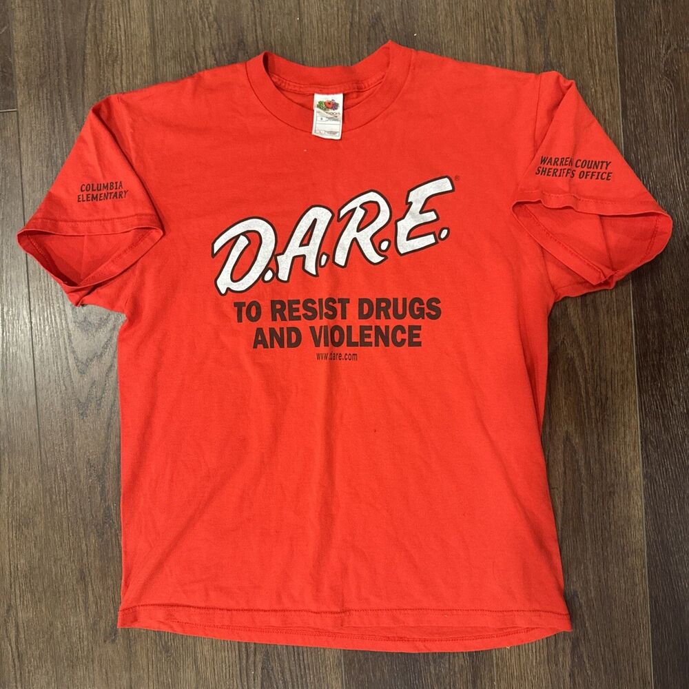 D.A.R.E. To Resist Drugs And Violence T-Shirt; Mens Sz Large; With Sleeve Hits
